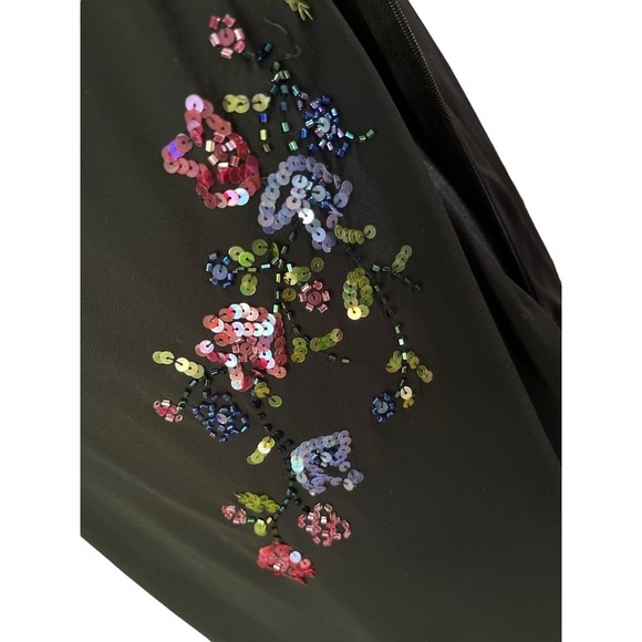 Alex Evenings Gown, Layered, Sleeveless, Open Back, Flowy, Black - Picture 9 of 10